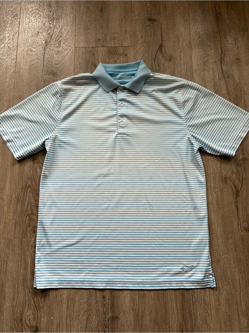 Striped Light Blue & White Men's Polo